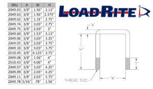 3/8" STAINLESS STEEL U-BOLT - 2.03" WIDE